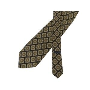 Giorgio Armani Silk Necktie Brown Geometric Diamond Italy‎ Cravatte Men